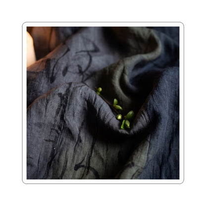 Silk Drape Charcoal Ink Sticker | Atmospheric Dark Japandi Art