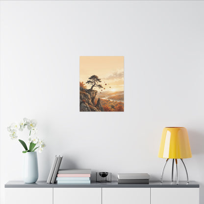 Pine Tree Autumn Canvas Art | Japandi Warm Design