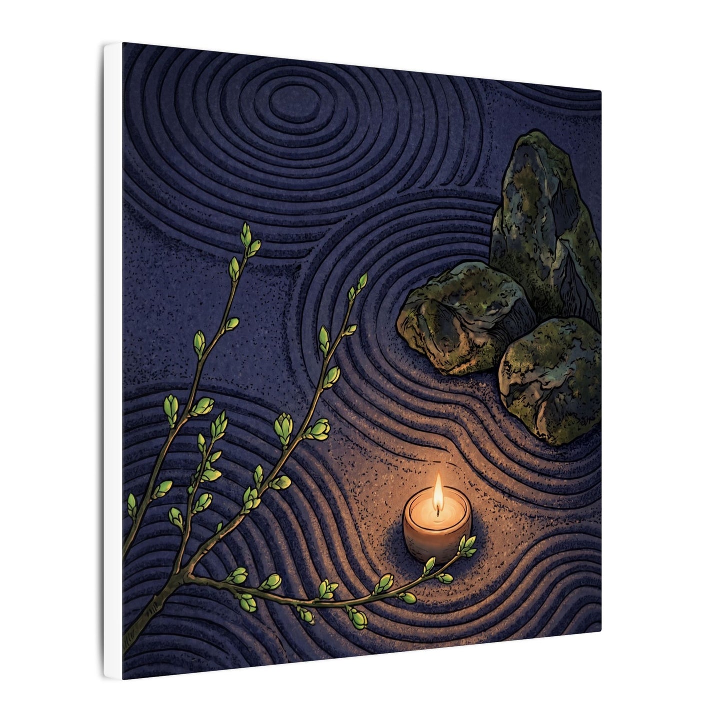 Mono No Aware Rock Garden Canvas Art - Zen Ukiyo E Inspired