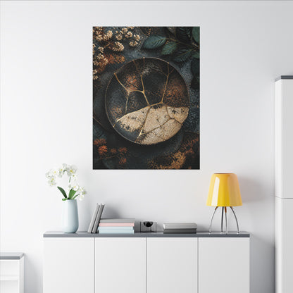 Kintsugi Rust Patina in Dawn | Gold Repair Canvas Art