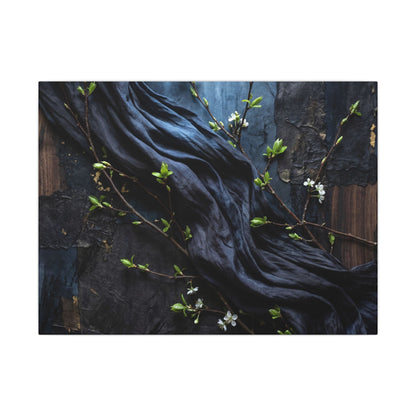 Spring Silk Drape Dark Texture Canvas Art | Atmospheric Decor Art Print