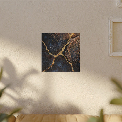 Winter Rust Patina Gold Vein Canvas Art | Resilient Decor