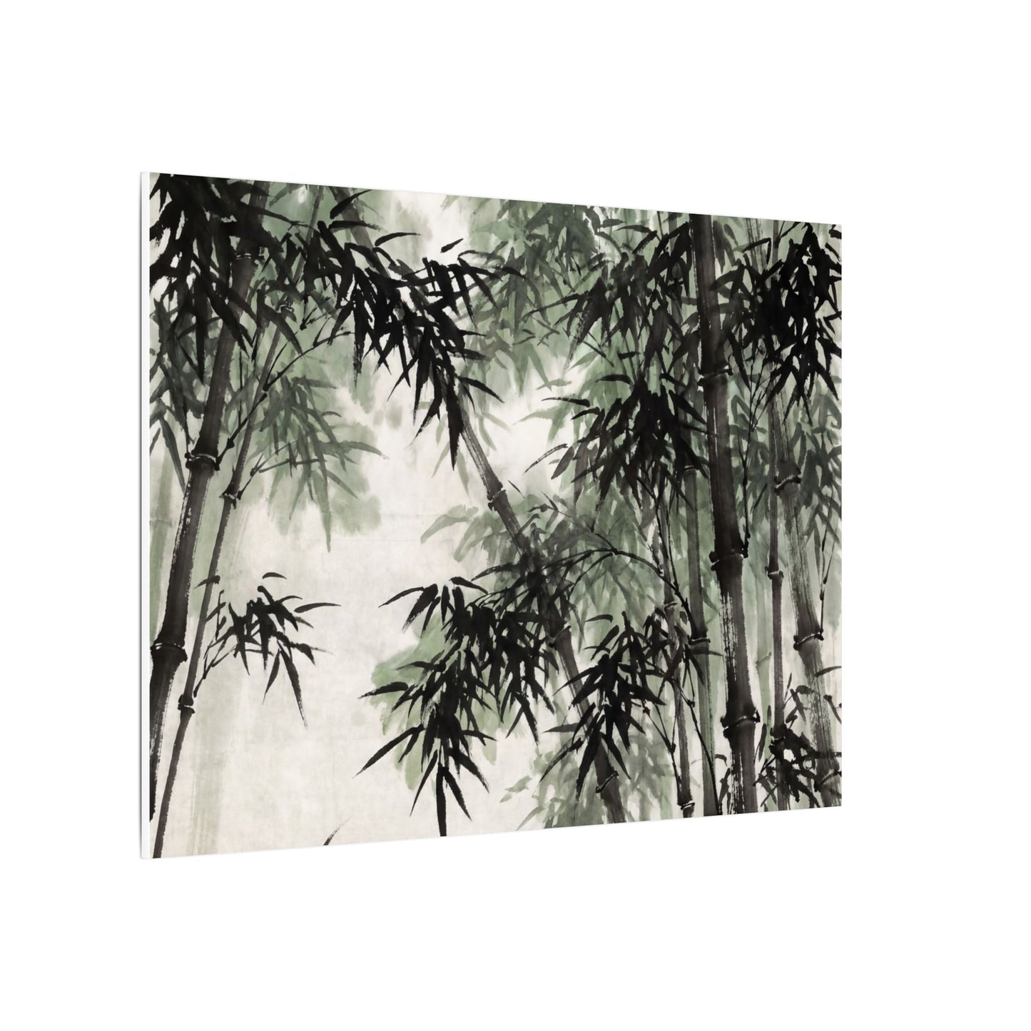 Zen Bamboo Grove in Overcast | Sumi E Canvas Art