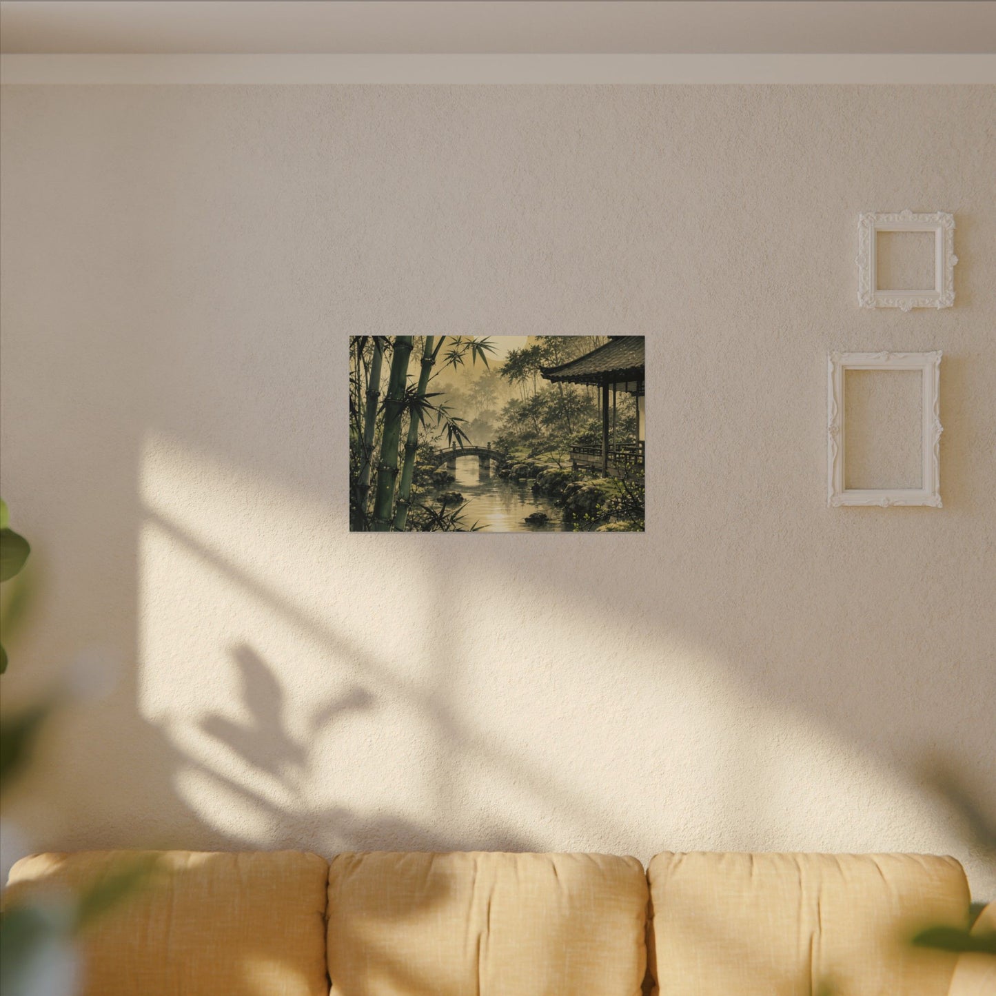 Moonlit Garden Sumi E Canvas Art | Calm Zen Art