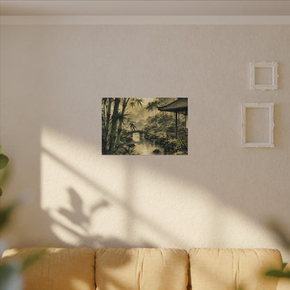 Moonlit Garden Sumi E Canvas Art | Calm Zen Art
