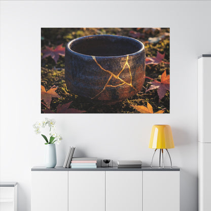 Kanso Moonlit Garden Canvas Art - Kintsugi Gold Repair
