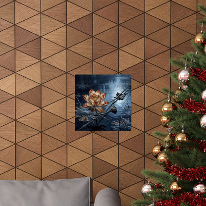 Kintsugi Lotus Flower in Moonlight | Broken Beauty Wall Art Print