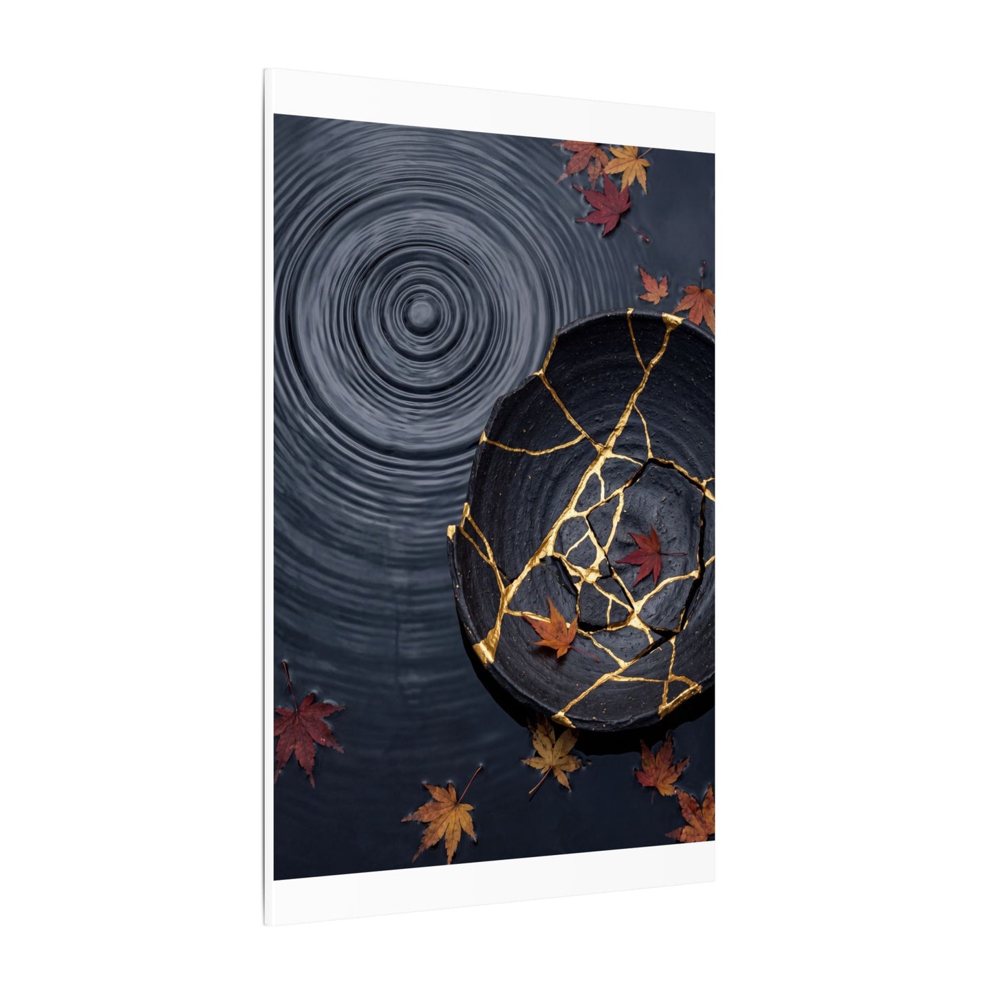 Philosophical Water Ripple Canvas Art - Gold Repair Kintsugi