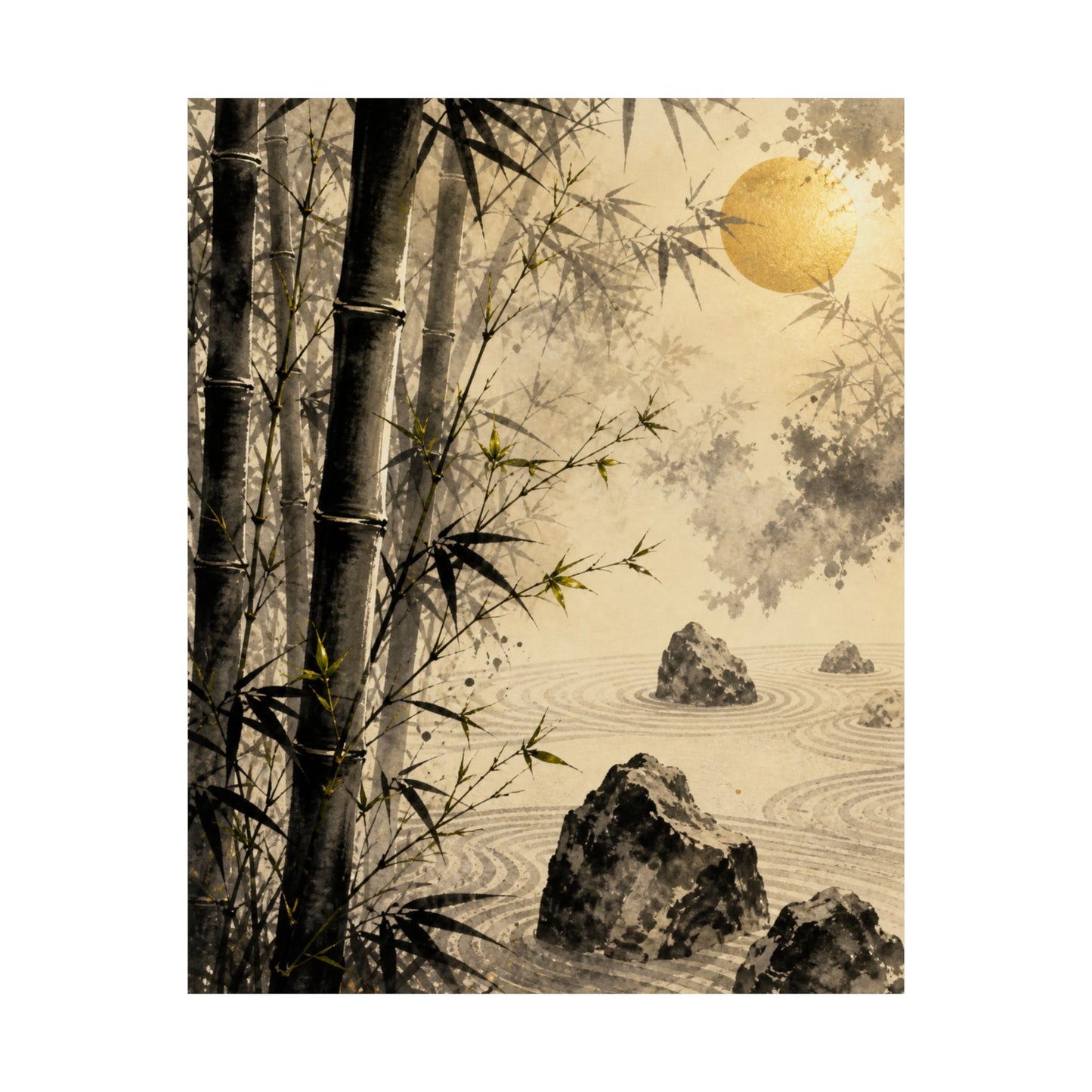 Contemplative Bamboo Grove Wall Art Print - Karesansui Zen