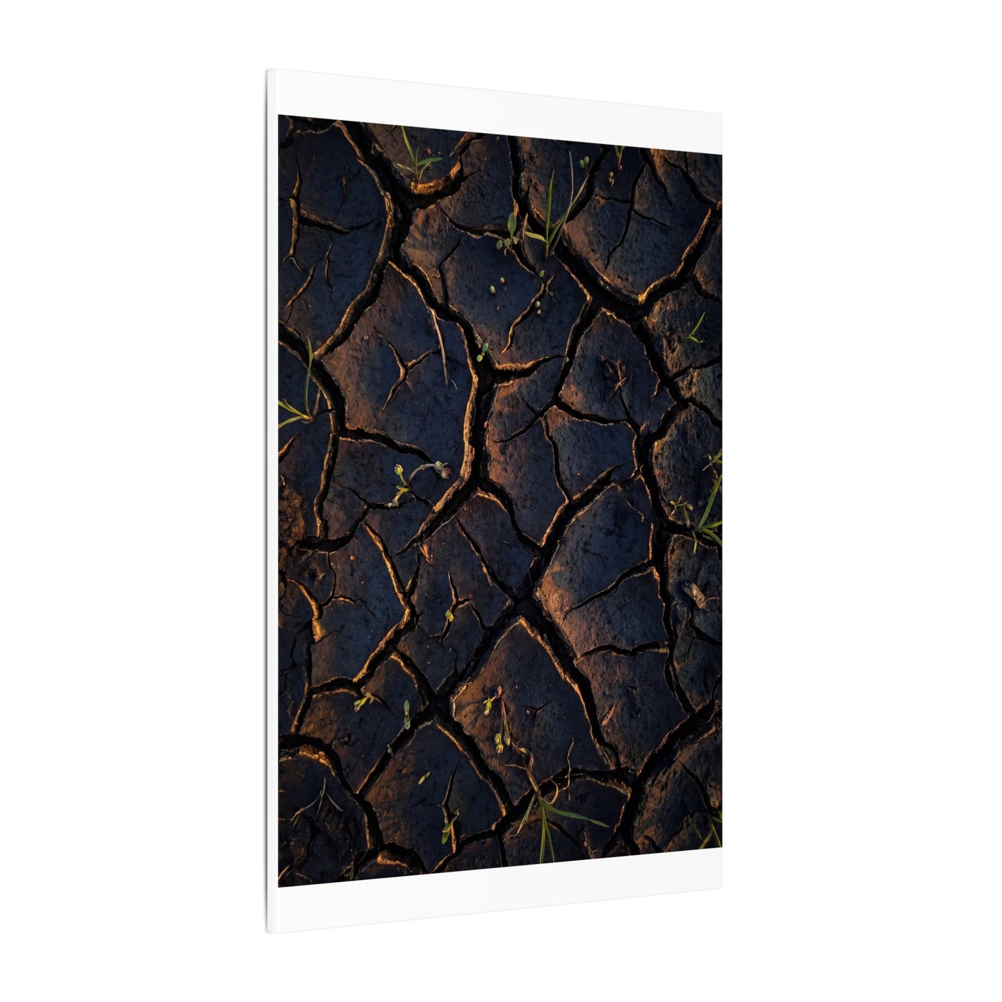 Cracked Earth Moody Minimal Canvas Art | Luxurious Dark Japandi Art