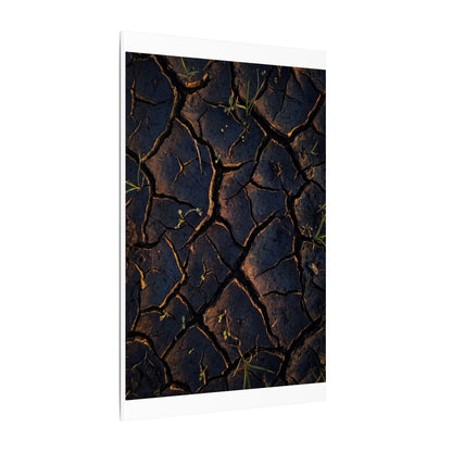 Cracked Earth Moody Minimal Canvas Art | Luxurious Dark Japandi Art
