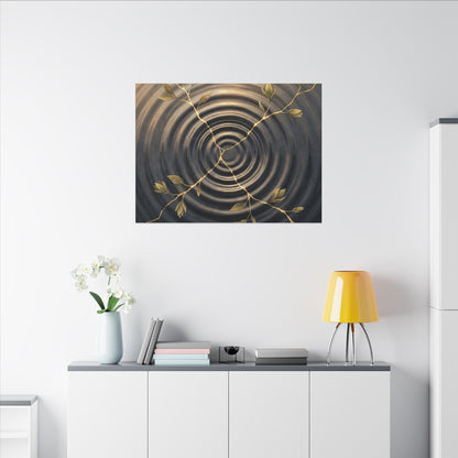 Kanso Water Ripple Canvas Art - Kintsugi Gold Vein