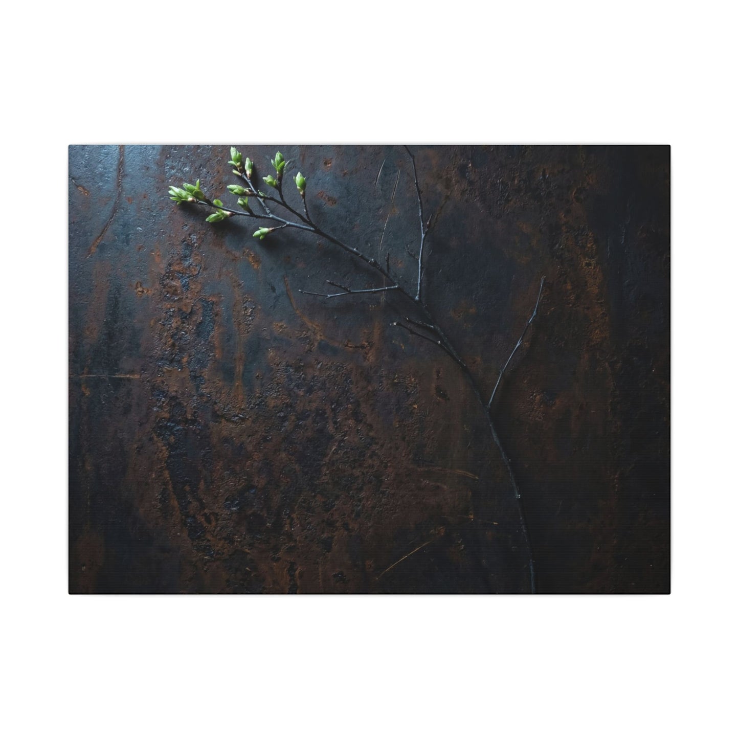 Moody Rust Patina Canvas Art - Moody Minimal Dark Japandi Art Print