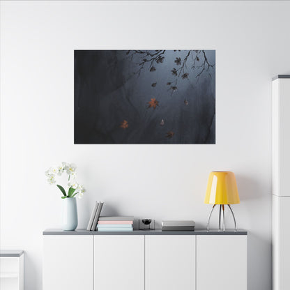 Autumn Cherry Blossom Charcoal Ink Canvas Art | Atmospheric Decor