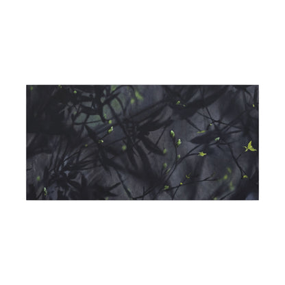 Shadow Play Spring Canvas Art | Dark Japandi Atmospheric Design