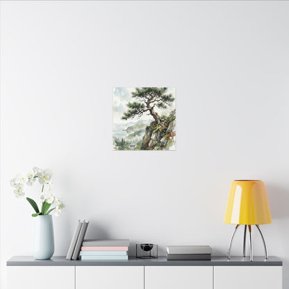 Pine Tree Spring Canvas Art | Japandi Neutral Design