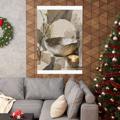 Candlelight Ceramic Bowl Wall Art Print - Japandi Fukinsei