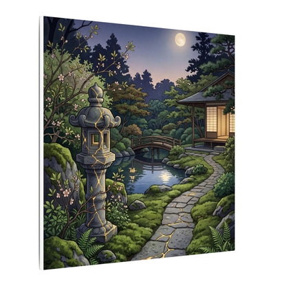 Spring Moonlit Garden Gold Vein Canvas Art | Resilient Decor