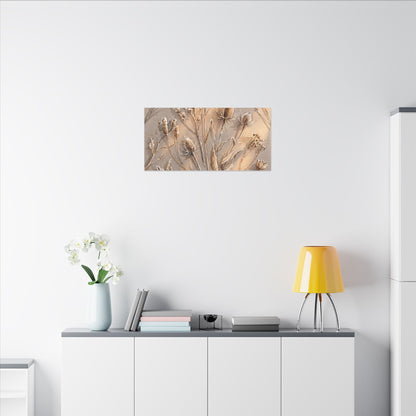 Japandi Dried Flowers in Golden Hour | Watercolor Canvas Art