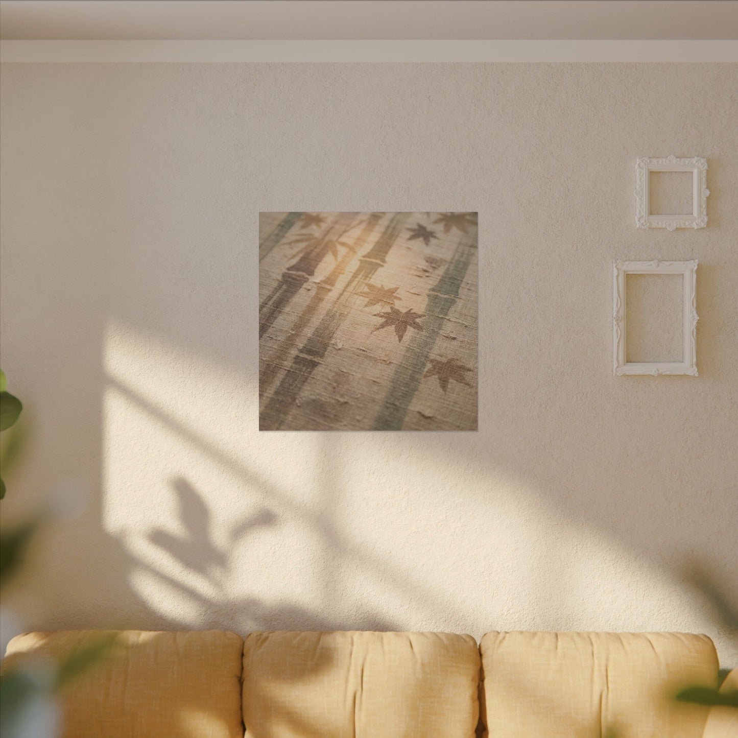 Autumn Bamboo Grove Japanese Pattern Canvas Art | Neutral Decor