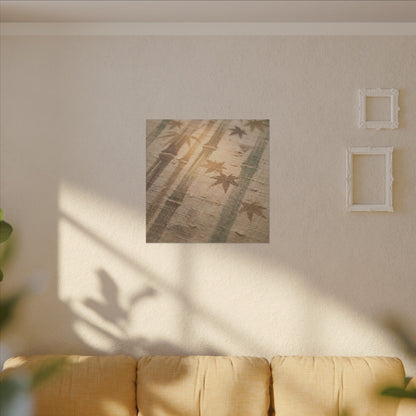 Autumn Bamboo Grove Japanese Pattern Canvas Art | Neutral Decor