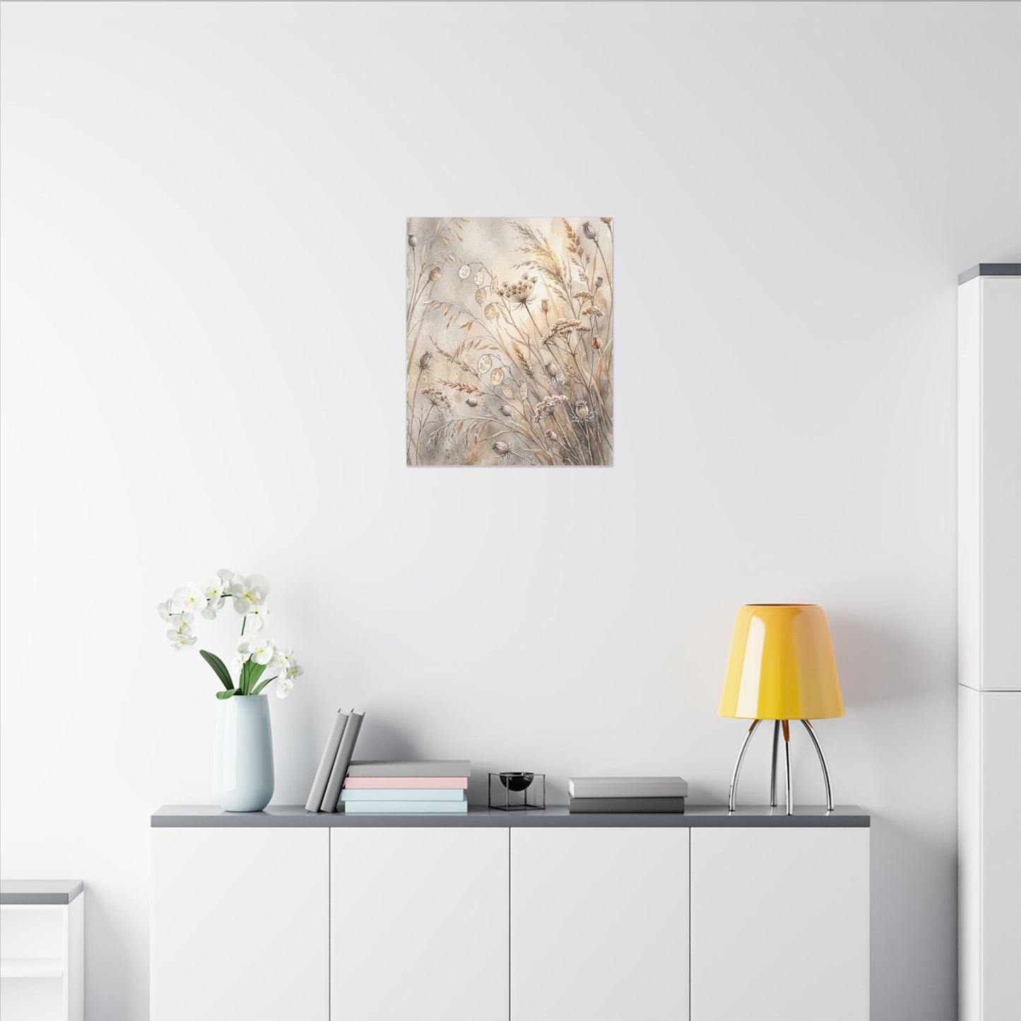 Winter Dried Flowers Watercolor Canvas Art | Warm Decor