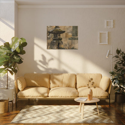 Elegant Stone Lantern Canvas Art - Texture Japandi