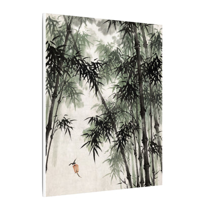 Zen Bamboo Grove in Overcast | Sumi E Canvas Art