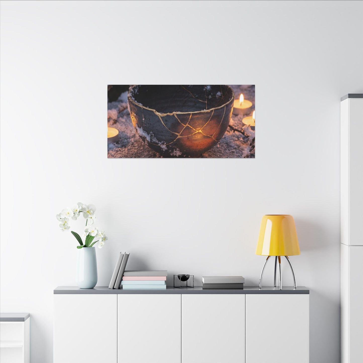 Ceramic Bowl Gold Repair Canvas Art | Beautiful Kintsugi Art