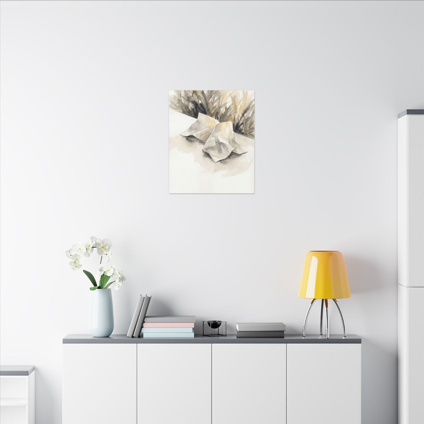 Paper Fold Watercolor Canvas Art | Warm Japandi Art
