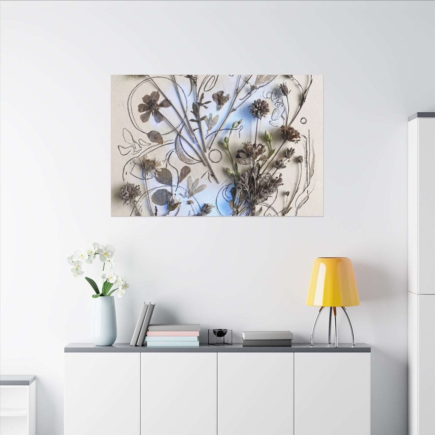 Dried Flowers Minimal Line Canvas Art | Elegant Japandi Art