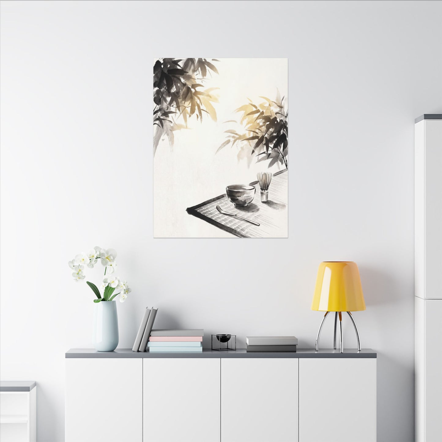 Tea Ceremony Sumi E Canvas Art | Serene Zen Art