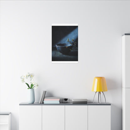 Ceramic Bowl Shadow Zen Canvas Art | Sophisticated Dark Japandi Art