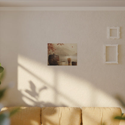 Tea Ceremony Canvas Art | Autumn Kintsugi Gold Vein Art