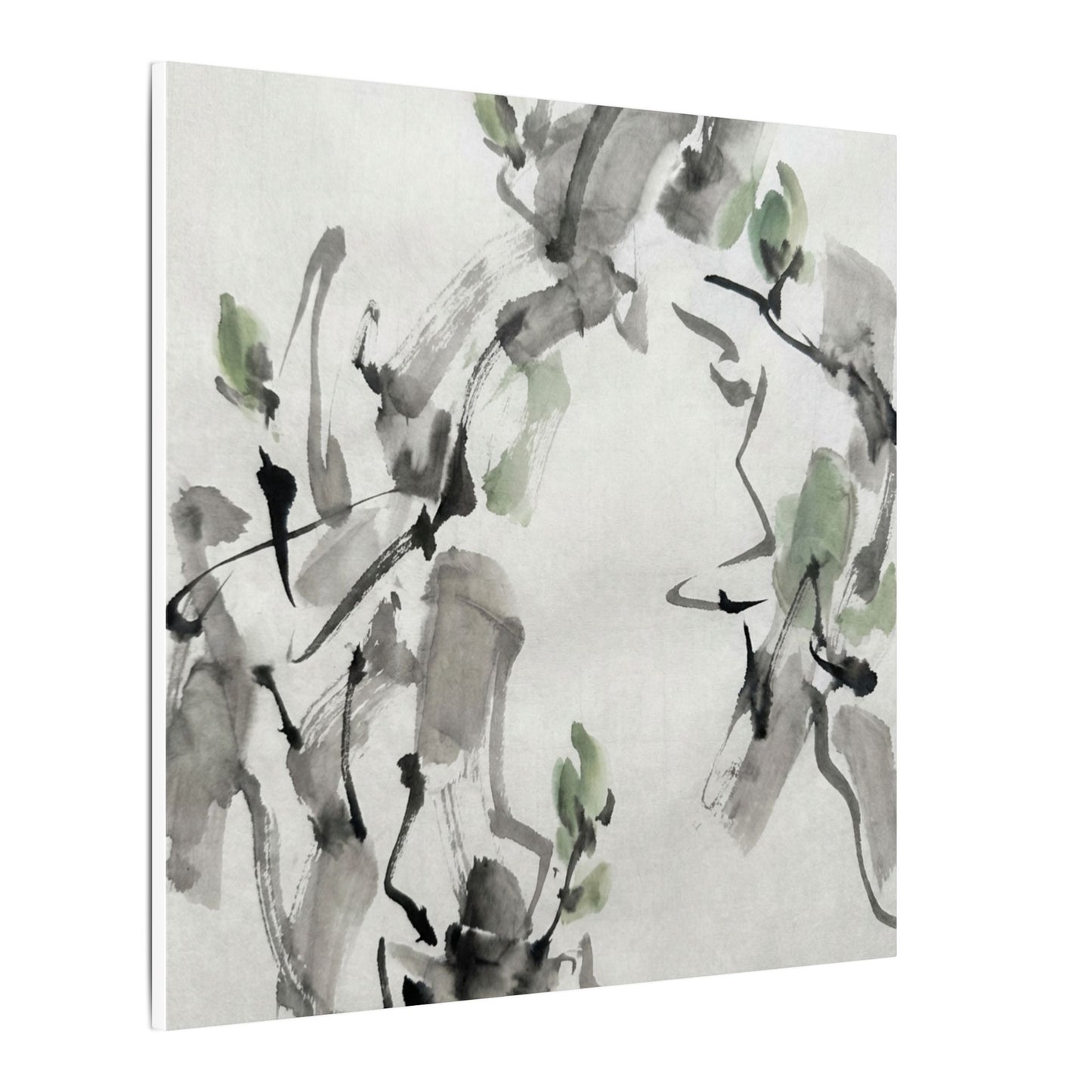 Zen Ink Brushstroke in Overcast | Sumi E Canvas Art