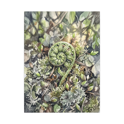 Fern Unfurling Spring Canvas Art | Japandi Neutral Design