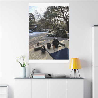 Winter Tea Ceremony Karesansui Canvas Art | Serene Decor