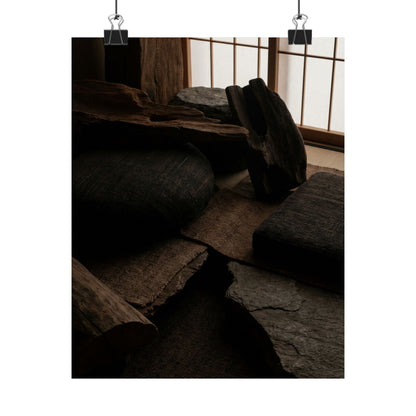 Dark Japandi Shadow Zen Wall Art Print Art Print