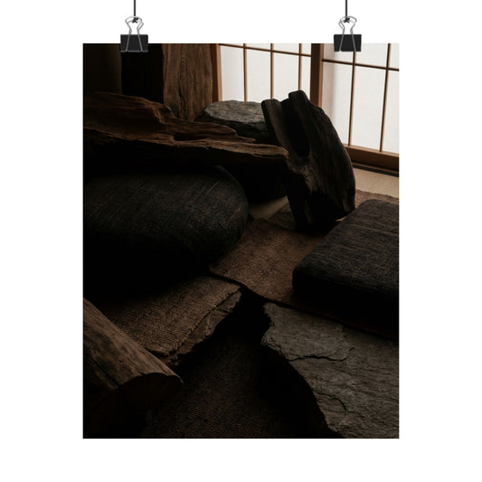 Dark Japandi Shadow Zen Wall Art Print Art Print
