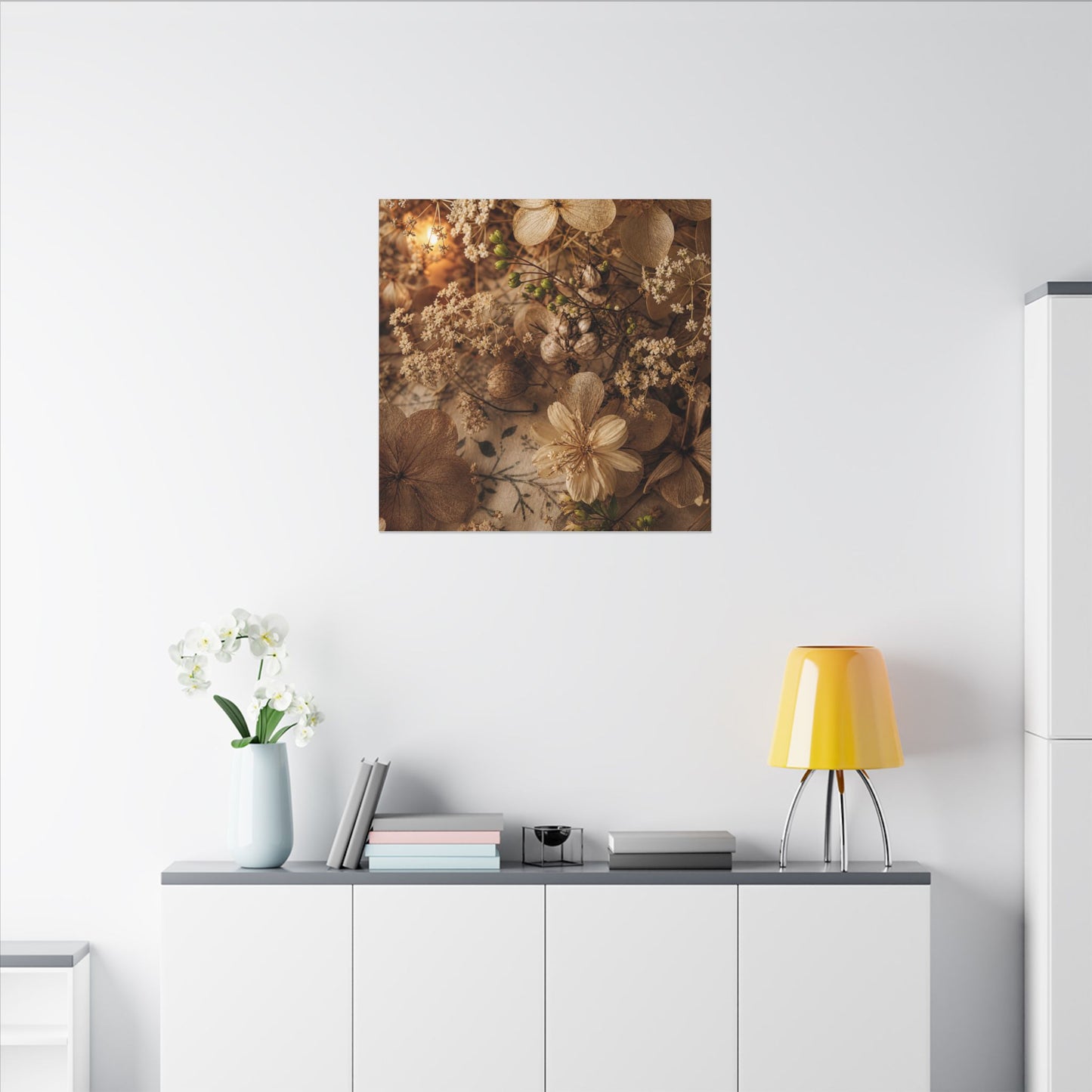 Spring Dried Flowers Japanese Pattern Canvas Art | Earthy Decor
