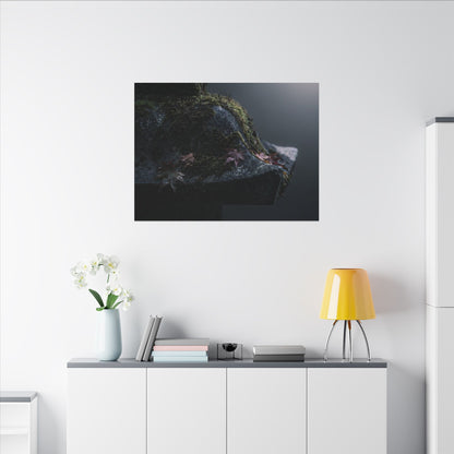 Stone Lantern Moody Minimal Canvas Art | Sophisticated Dark Japandi Art