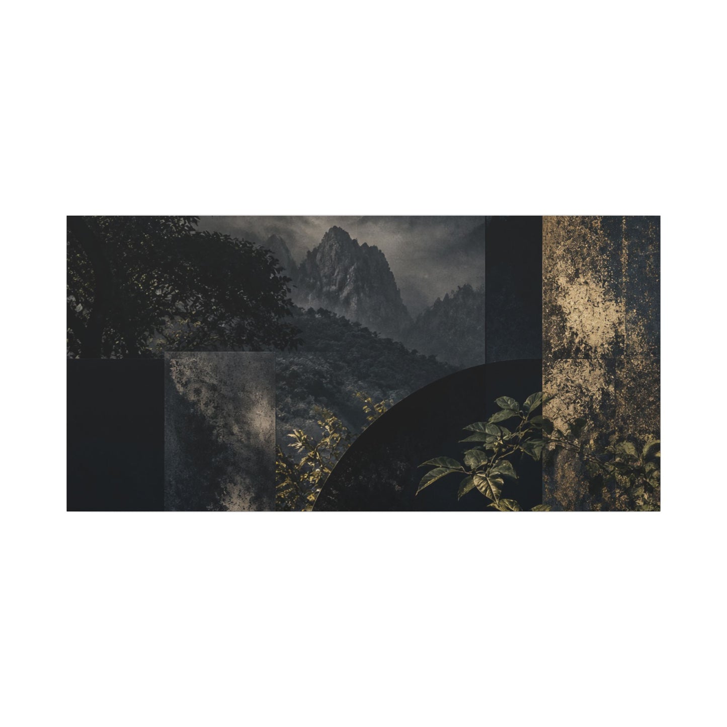 Mountain Mist Summer Canvas Art | Dark Japandi Atmospheric Design