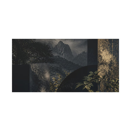 Mountain Mist Summer Canvas Art | Dark Japandi Atmospheric Design