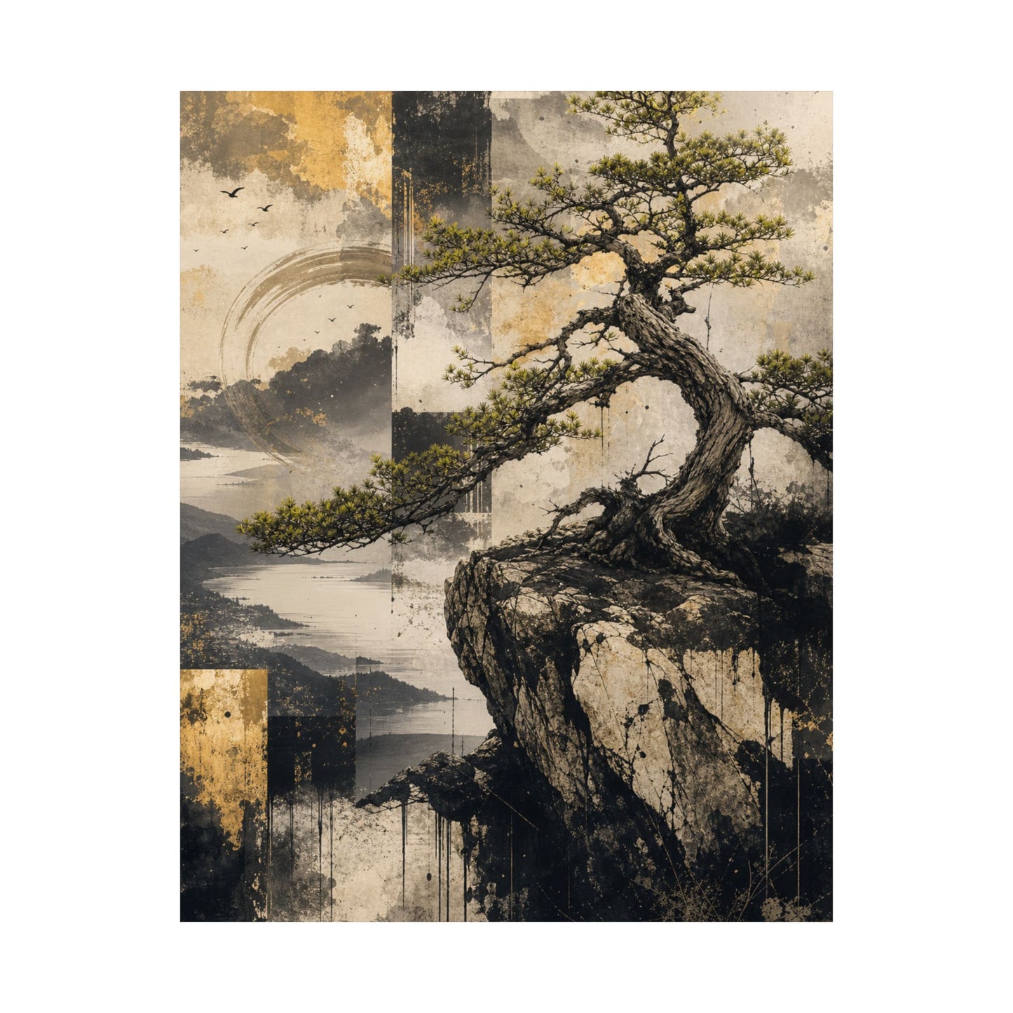 Pine Tree Japanese Pattern Wall Art Print | Cozy Japandi Art