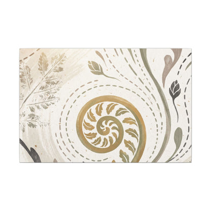 Japandi Fern Unfurling in Golden Hour | Japanese Pattern Canvas Art