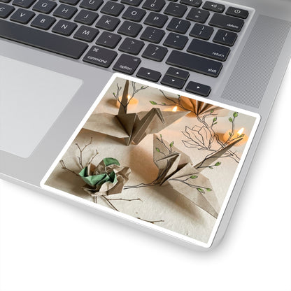 Cozy Paper Fold Sticker - Minimal Line Japandi Art Print