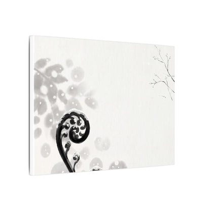 Winter Fern Unfurling Ukiyo E Inspired Canvas Art | Peaceful Decor