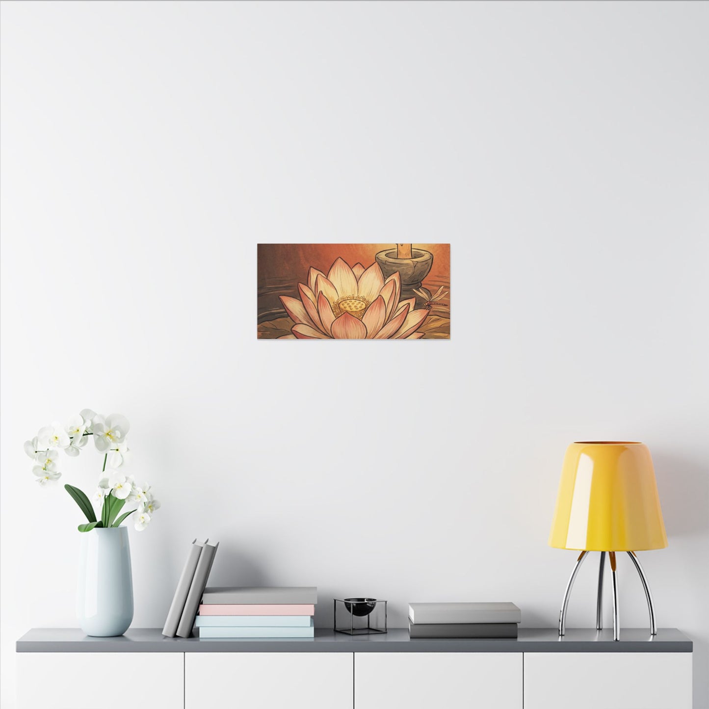 Lotus Flower Summer Canvas Art | Zen Contemplative Design