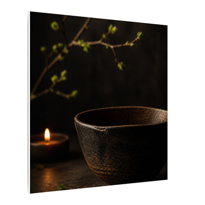Moody Ceramic Bowl Canvas Art - Shadow Zen Dark Japandi