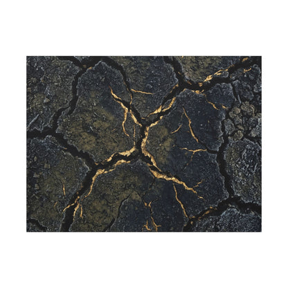 Overcast Cracked Earth Canvas Art - Dark Japandi Ma